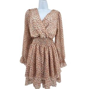 Orange Farm Ruffle Layered Dress Size M Multicolor Floral Romantic Cottage Boho